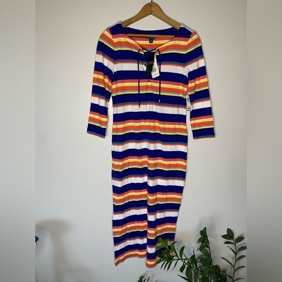 NWT J.Crew lace up maxi dress. Medium - Picture 2 of 4